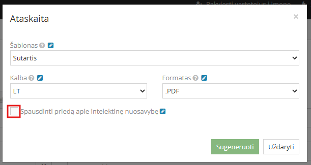 varnelė intelektinės nuosavybės priedui